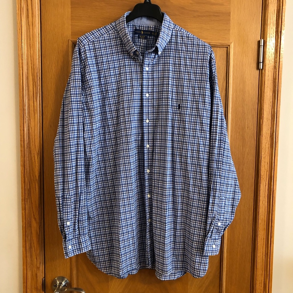 Polo Ralph Lauren Blue Plaid Check Button Down Shirt Big & Tall Size 2XLT